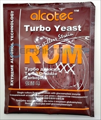 Alcotec RUM Turbo Kvasnice w/GA - Alcotec Rum Turbo Yeast obsahuje kmen kvasinek, který nejlépe podporuje jemné příchutě při fermentacích obsahujících melasu.Obsahuje enzym GA (glukoamyláza známá také jako amyloglukoláza), který štěpí dextriny obsažené v melase, balení obsahuje také živiny, které v melase chybí.